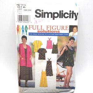 Simplicity 7672 Sewing Pattern Womens 18W-24W Multicolor Full Figure Solutions